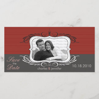 Save The Date 8x4" Chic Déco rouge Enregistrer la date de l'anno