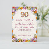 Save The Date 90e anniversaire Garden Party - Elégant Floral (Debout devant)