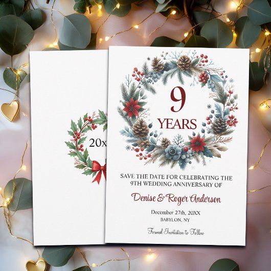 Save The Date 9e anniversaire du Mariage hiver