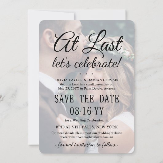 Save The Date À Dernier 2 Photo simple superposition Mariage Cél (Devant)
