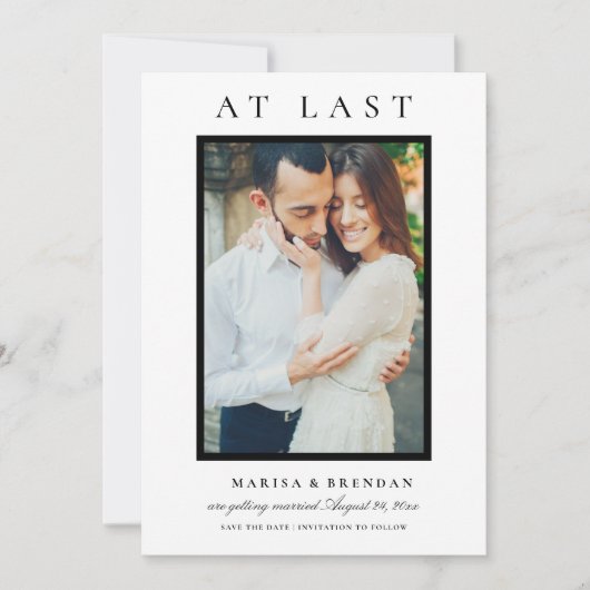 Save The Date À Dernier Elegant noir et blanc photo (Devant)