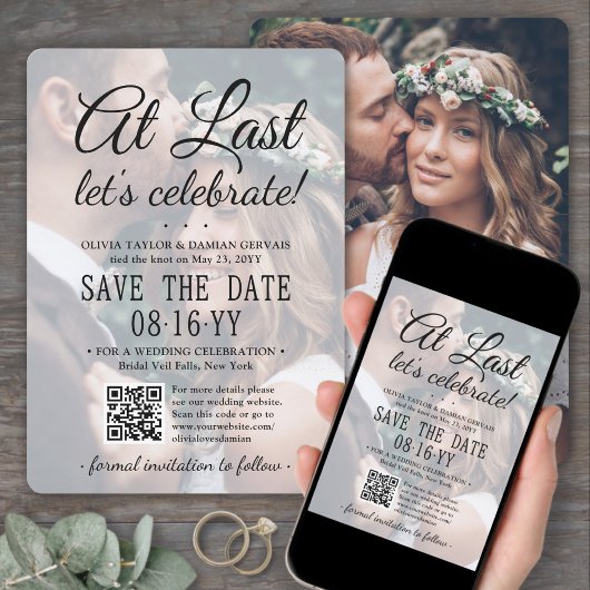 Save The Date À Dernier QR Code & Photo Overlay Mariage Réceptio