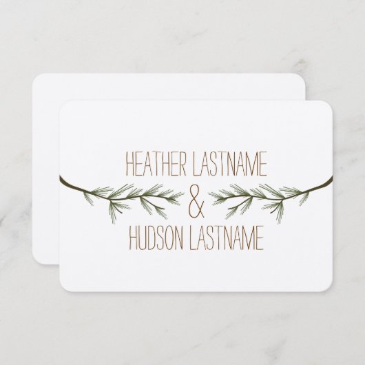 Save The Date À feuillage persistant Arbre Branches Mariage Enre (Devant / Derrière)