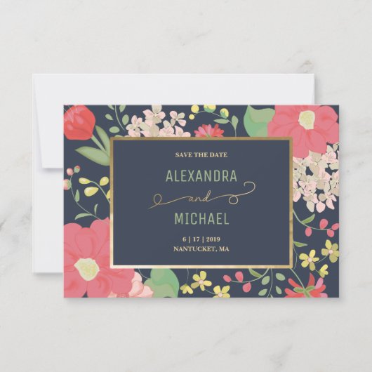 Save the Date - Aangepaste Kaart - Bloemen, Tuin (Voorkant)