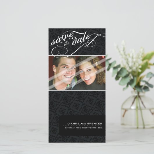 SAVE THE DATE AANKONDIGING :: fancy tekst 7 (Staand voorkant)