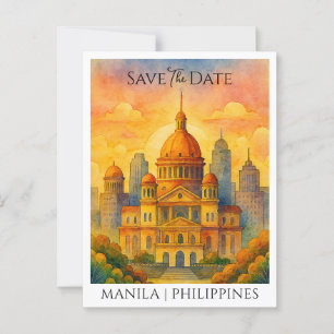 Save the Date Aankondiging Manila Filipijnen Briefkaart