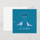 Save the Date-aankondiging met Liefdesvogels {Turq Kaart (Voorkant / Achterkant)