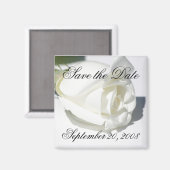 Save the Date Aankondiging White Rose Magnet Magneet (Voorkant / Achterkant)