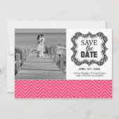 Save the Date Aankondigingen {Roze Chevron} (Voorkant)