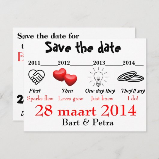 Save the date aankondigingskaart (Voorkant / Achterkant)