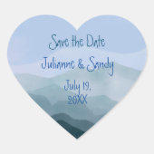 Save the Date Aanpasbare Buitenberg  Hart Sticker (Voorkant)