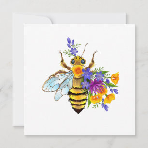 Save The Date Abeille à fleurs avec plantes sauvages