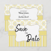 Save The Date Abeille Géométrique Jaune et Gris (Devant / Derrière)