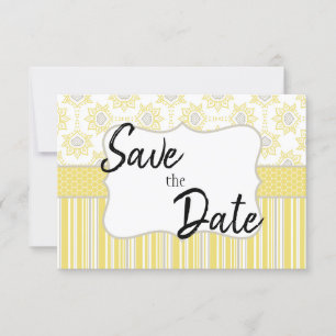 Save The Date Abeille Géométrique Jaune et Gris