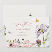 Save The Date abeilles de floraison florale esthétique (Devant / Derrière)