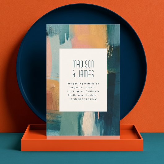 Save The Date Abstract Art Modern Painting Unique Wedding
