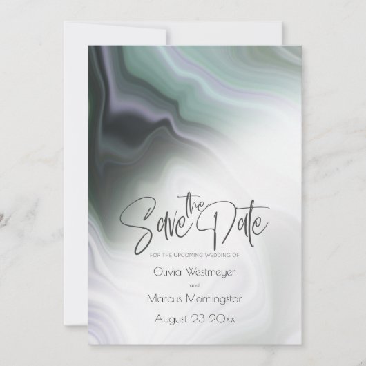 Save the date | Abstract Dusty Sage Bleek Violet Kaart (Voorkant)