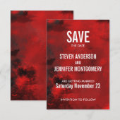 Save The Date Abstrait artistique moderne noir et rouge Mariage (Devant / Derrière)