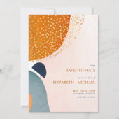 Save The Date Abstrait Blush Pink Navy Blue Terracotta Mariage (Devant)