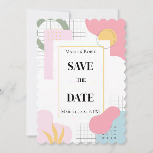 Save The Date Abstrait coloré Memphis Mariage