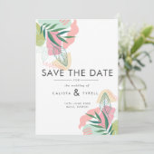 Save The Date Abstrait Feuille Tropical (Debout devant)