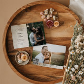 Save The Date Abstrait neutre en or | Code QR de mariage élégant