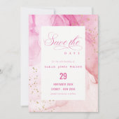 Save The Date Abstrait Pastel Aquarelle rose violet Anniversaire (Devant)