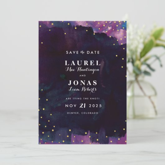 Save The Date Abstraite couleur noire moderne Enregistrer la dat (Debout devant)