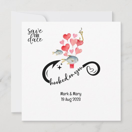 Save The Date Accroché à vous amateurs de pêche Mariage Aquarell (Devant)