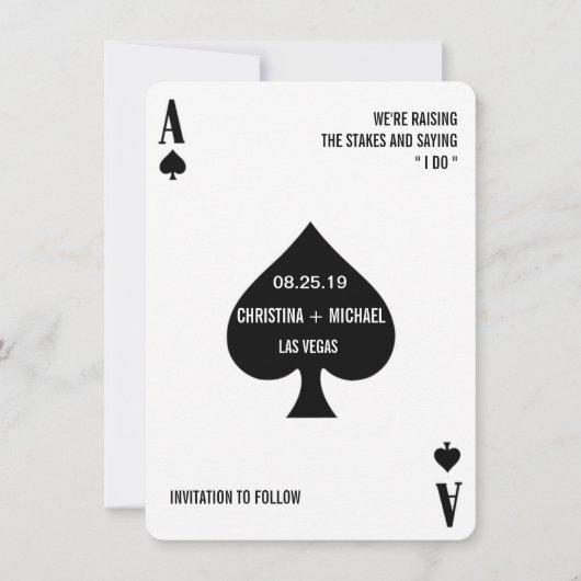 Save The Date Ace of Spades Modern Chic Photo Enregistrer la dat (Devant)