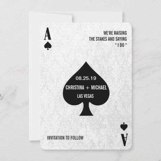 Save The Date Ace of Spades Modern Chic Photo Enregistrer la dat (Devant)