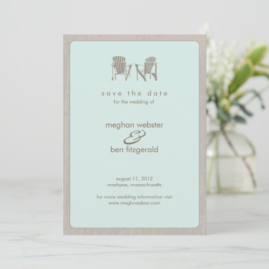 Save The Date Adirondack Chaises Mariage Enregistrer la date (Debout devant)