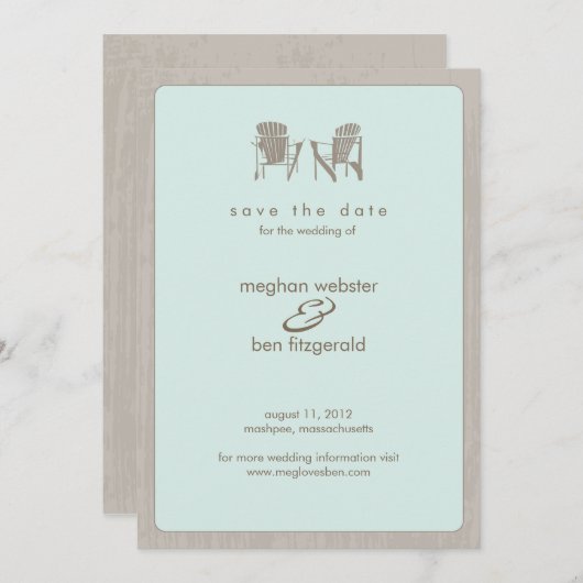 Save The Date Adirondack Chaises Mariage Enregistrer la date (Devant / Derrière)
