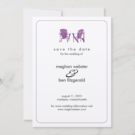 Save The Date Adirondack Chaises Mariage Enregistrer la date (Devant)