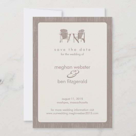Save The Date Adirondack Chaises Mariage Enregistrer la date (Devant)