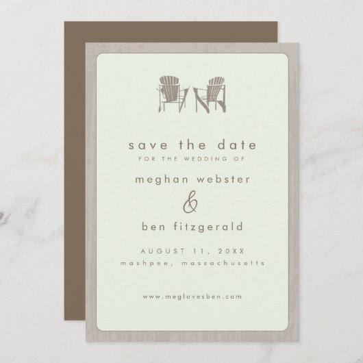 Save The Date Adirondack Chaises Mariage Enregistrer la date (Devant / Derrière)