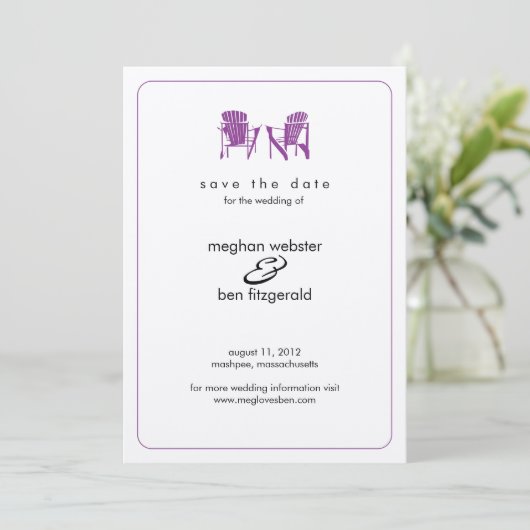 Save The Date Adirondack Chaises Mariage Enregistrer la date (Debout devant)