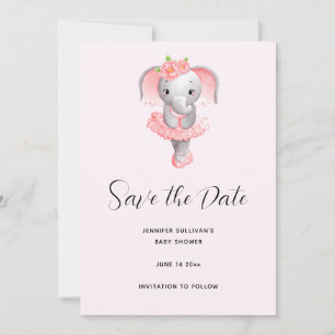 Save The Date Adorable Ballerina Elephant En Pointe