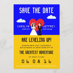 Save The Date Adorablement Nerdy 8-Bit Bride & Groom Enregistrer