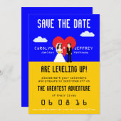 Save The Date Adorablement Nerdy 8-Bit Bride & Groom Enregistrer (Devant / Derrière)