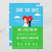 Save The Date Adorablement Nerdy 8-Bit Bride & Groom Enregistrer (Devant / Derrière)