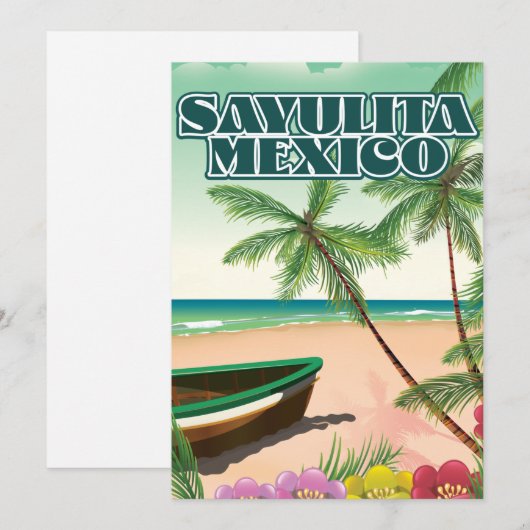 Save The Date Affiche de plage de Sayulita Mexico (Devant / Derrière)