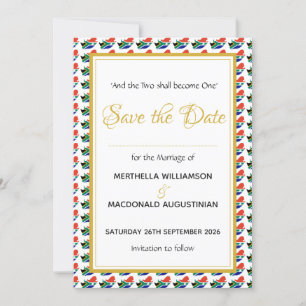 Save The Date AFRIQUE DU SUD Célébration de mariage coutumier ch