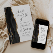 Save The Date Agate Black Gold Mariage de script moderne