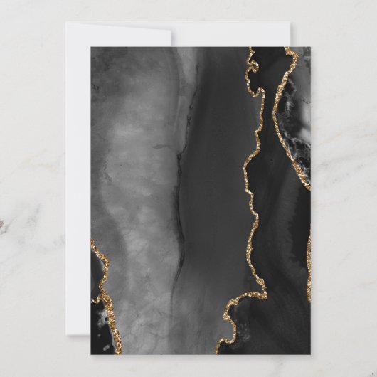 Save The Date Agate Black Gold Mariage de script moderne (Dos)