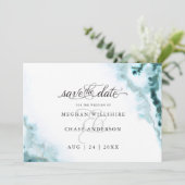 Save The Date Agate de mousse aquarelle sarcelle moderne Barefoo (Debout devant)