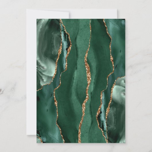 Save The Date Agate Emerald Green Gold Script Mariage foncé Enre (Dos)