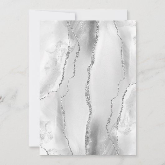 Save The Date Agate Grey White Silver Modern Script Mariage (Dos)