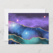 Save The Date Agate Marbre Cosmique Or Purple Turquoise Mariage (Dos)