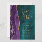 Save The Date Agate Turquoise or violet moderne Enregistrer la d (Devant)